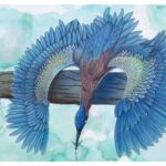 Green Heron Fishing Bird Blank 5x7" Greeting Card