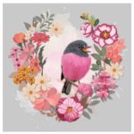 Square Greeting Card - Pink Robin, by Heather T.