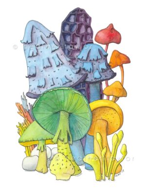 Shrooms - 10x15" Giclée Print of Watercolor Fantasy Mushrooms