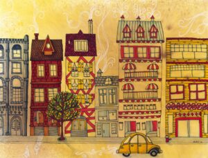 Main Street - Mixed Media Art by Heather T.