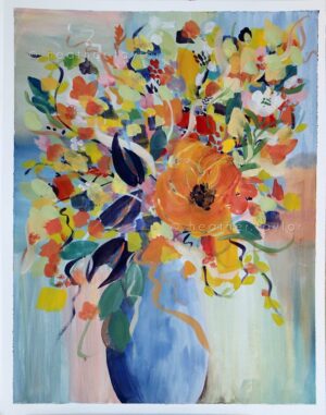 Hello Spring Floral Bouquet Greeting Card - 5x7" Blank Inside