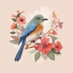 Square Greeting Card - Eastern Bluebird - Female, by Heather T.