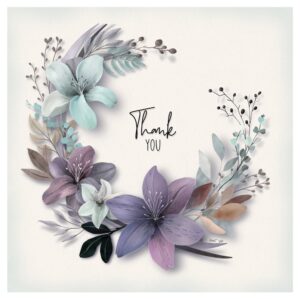 Square Greeting Card - Teal, Violet-Blue, and Neutral Floral Wreath by Heather T. - Image 2