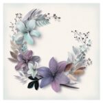 Square Greeting Card - Teal, Violet-Blue, and Neutral Floral Wreath by Heather T.