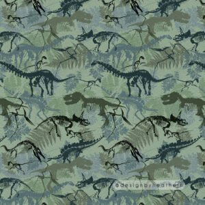 repeating pattern of various dinosaurs and ferns by heathert