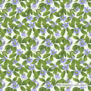 repeating pattern of blue wildflowers and foliage by heathert