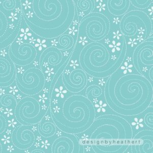 repeating pattern with swirling spirals and flowers by heathert