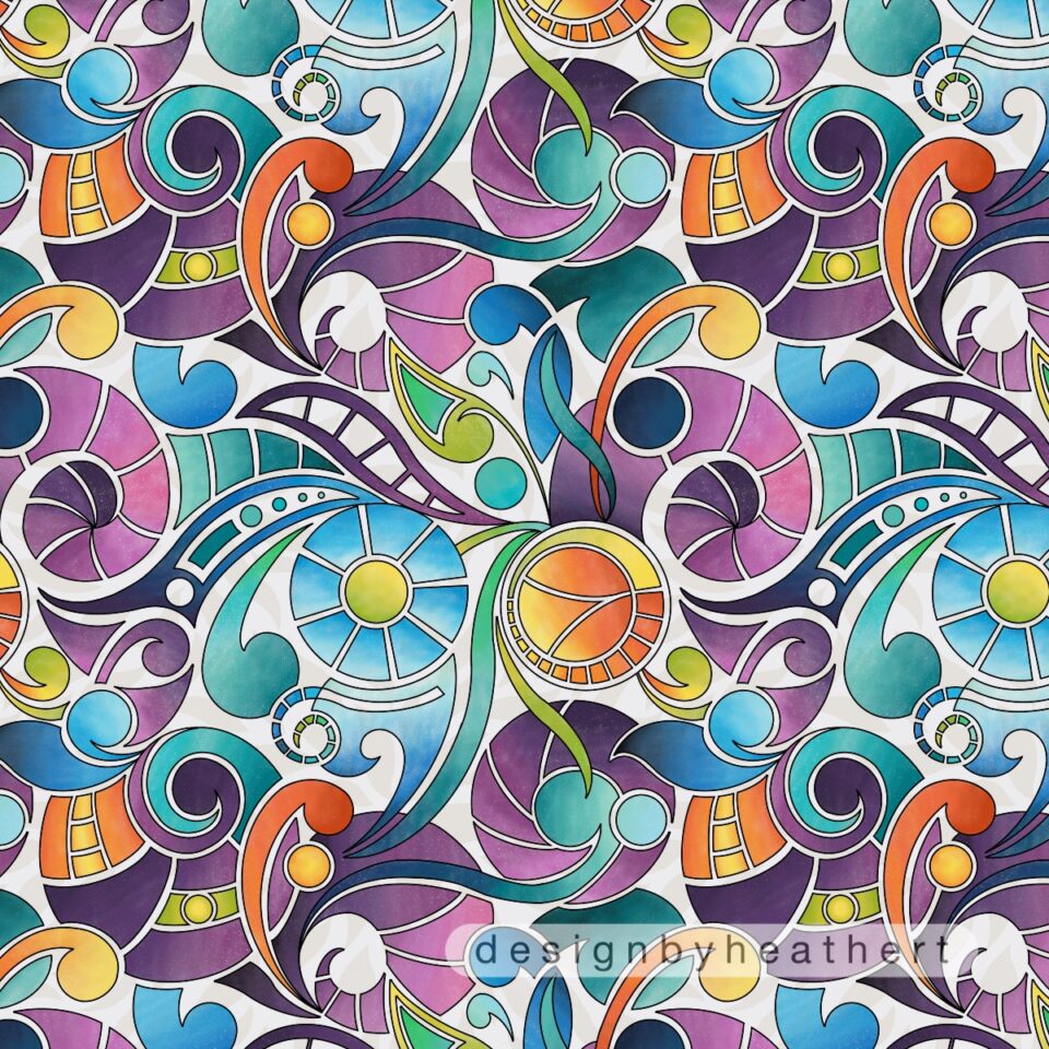 repeating pattern with swirls and waves by heathert
