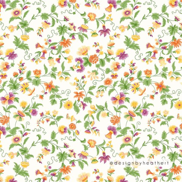 repeating vintage-inspired rococo floral pattern by heathert