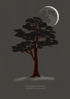 Moon Sorrow 3 - Sympathy, Condolence, Bereavement Greeting Card 5x7
